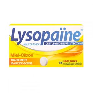 Lysopaïne 36 comprimés sans sucre goût miel citron