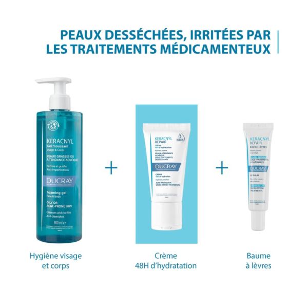 Keracnyl Repair - Crème visage compensatrice du dessèchement cutané induit par un traitement anti-acnéique oral 50 ml