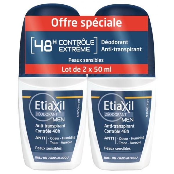 Etiaxil Roll-On Homme 48H - Lot de 2