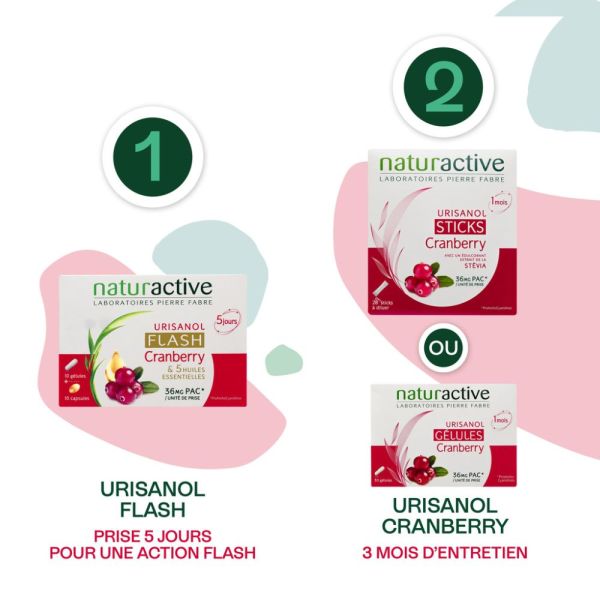 Urisanol Flash - Cranberry & 5 Huiles Essentielles 10 gélules + 10 capsules