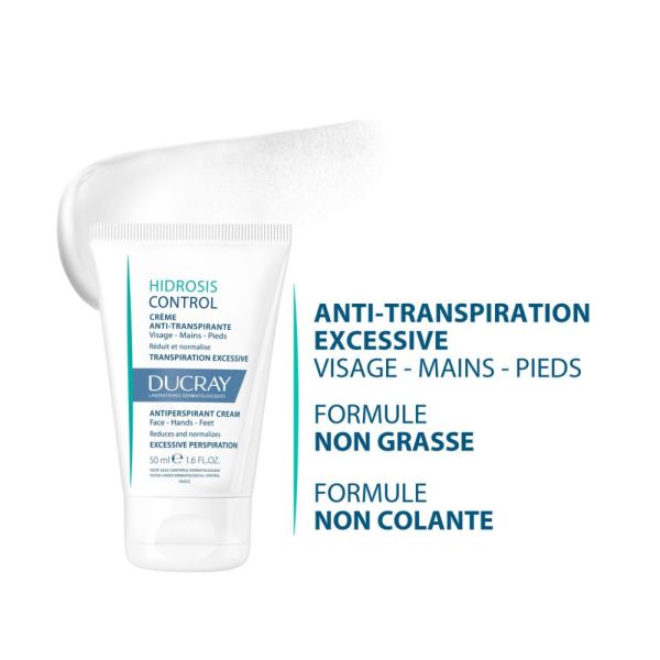 Hidrosis Control - Crème déodorant anti transpirante visage, mains et pieds - Transpiration excessive 50 ml