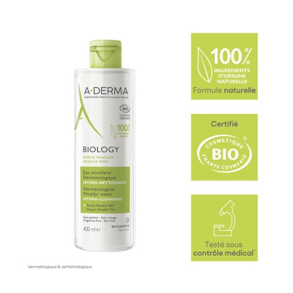 Biology Eau micellaire dermatologique hydra nettoyante BIO 400 ml