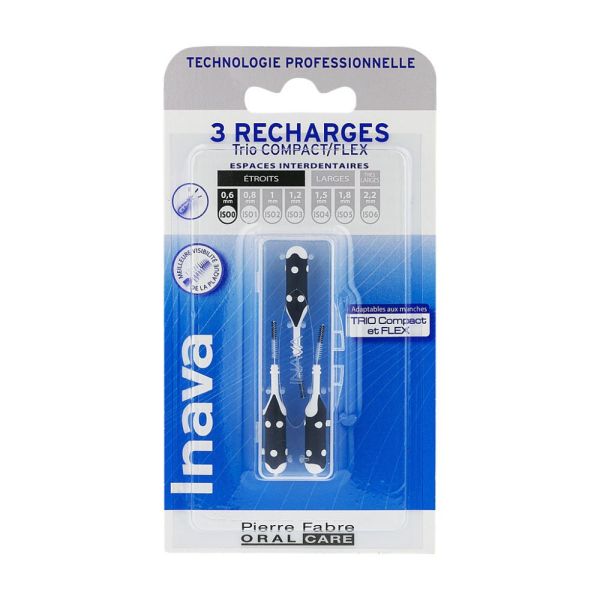 Inava Recharge noire (ISO 0) - brossette interdentaire 3 u