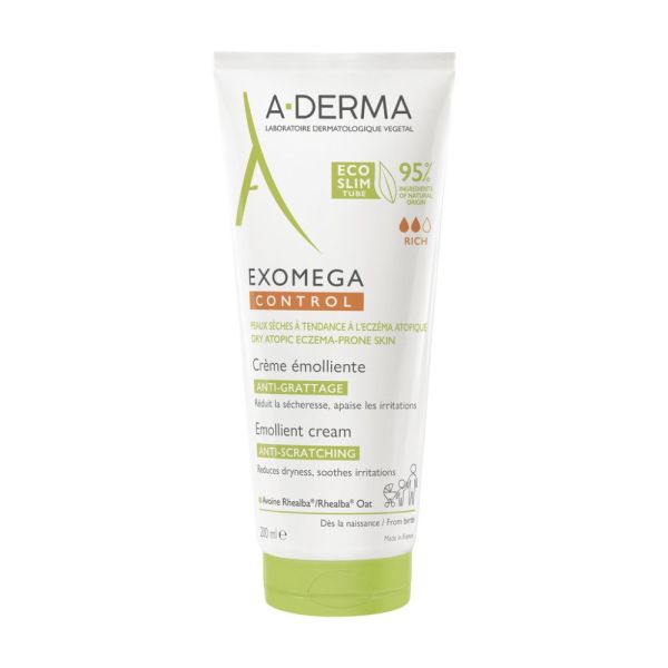 Exomega Control Crème émolliente anti-démangeaisons Peaux sèches à tendance à l'eczéma atopique 200 ml