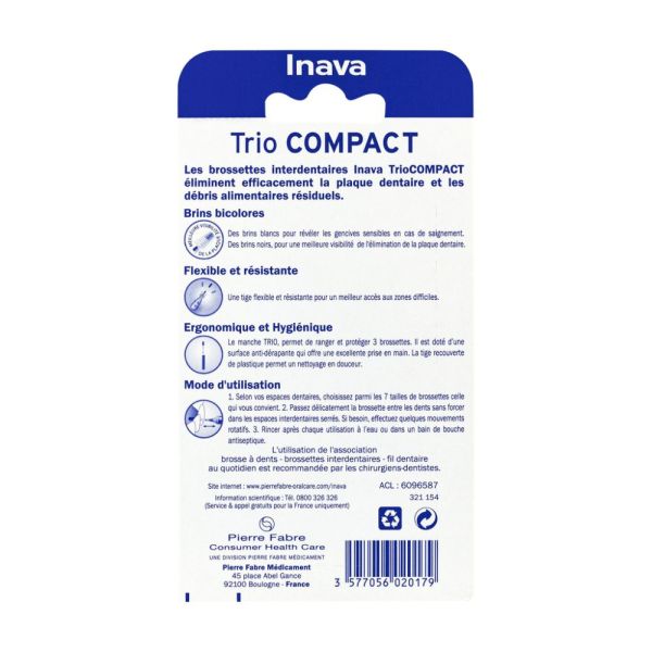 Inava TrioCompact (ISO 0/1/2) - brossette interdentairedentaire - 012 - Espaces interdentaires étroits 6 u