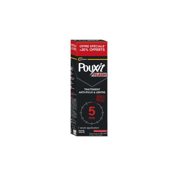 Pouxit Flash Spray Anti poux et lentes 150m + 30ml OFFERT