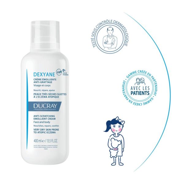 Dexyane - Crème émolliente anti-grattage peaux très sèches et à tendance atopique 400 ml