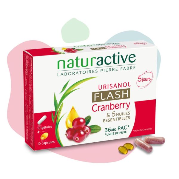Urisanol Flash - Cranberry & 5 Huiles Essentielles 10 gélules + 10 capsules