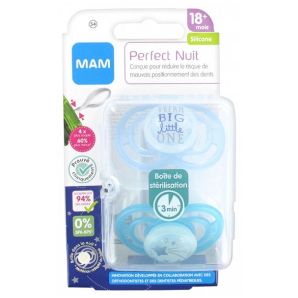 MAM Sucette Perfect – de 2 à 6 mois – Silicone – Lot de 2 sucettes