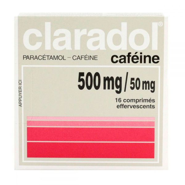 Claradol 500mg/50mg caféine - 16 comprimés