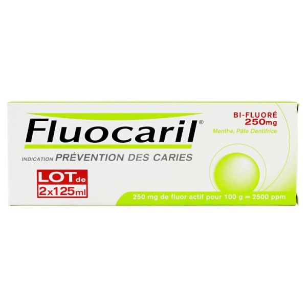 Fluocaril Dentifrice bi-fluoré pate menthe - 2 x 125 ml